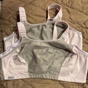 Two Glamorise Sports Bra 46DD White Grey Custom Control Support Adjustable
